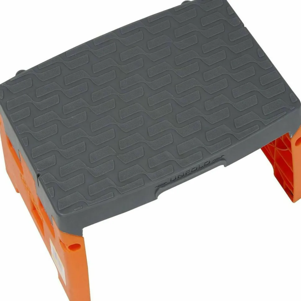 Cosco Folding Step Stool, 1-Step, 300 lb Capacity, 8.5" Working Height, Orange/Gray