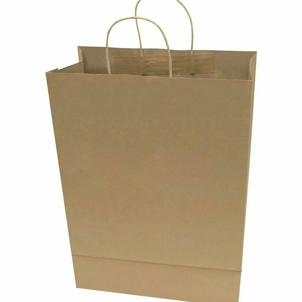COSCO Premium Large Brown Paper Shopping Bags - 17" Length x 12" Width - Kraft - Paper - Shopping - 50/Box