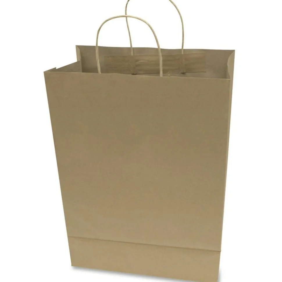 COSCO Premium Large Brown Paper Shopping Bags - 17" Length x 12" Width - Kraft - Paper - Shopping - 50/Box
