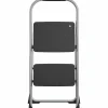 Cosco Big Step Folding Stool, 2-Step, 200 lb Capacity, 20.5" Working Height, 22" Spread, Black/Gray