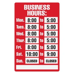 Cosco "Business Hours" Sign Kit, 8" x 12"