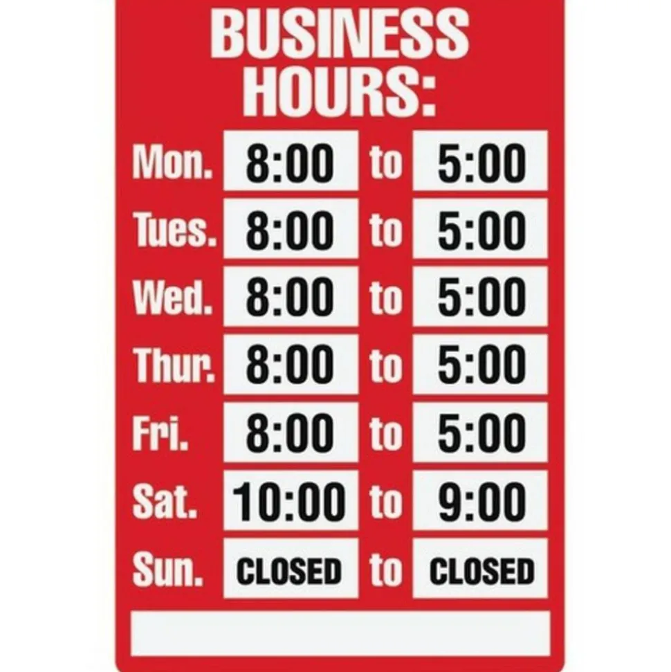 Cosco "Business Hours" Sign Kit, 8" x 12"