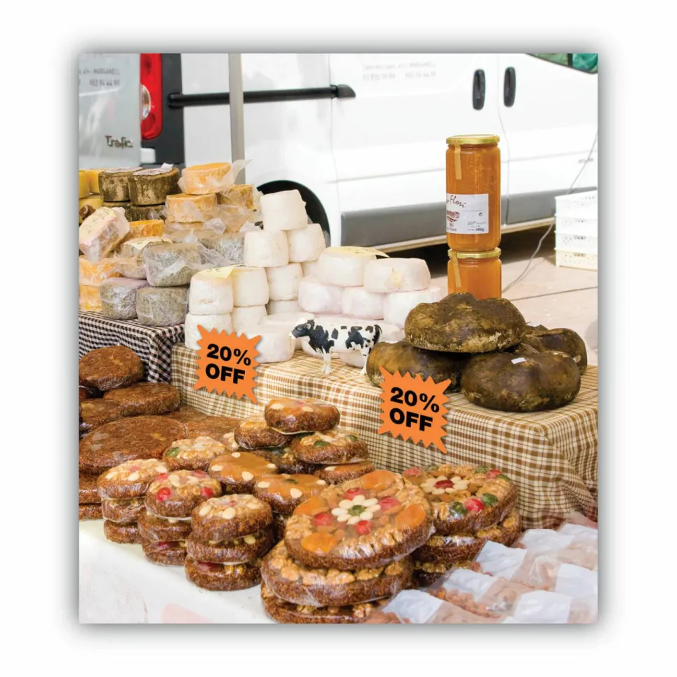 COSCO Die Cut Paper Signs, 5.25 x 5.25, Square, Assorted Colors, Pack of 48 Each
