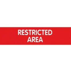 Cosco Engraved "Restricted Area" Sign, 2" x 8", Red/White