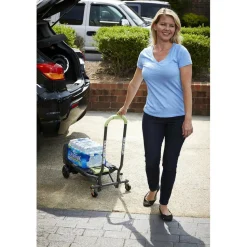 Cosco 2-in-1 Multi-Position Hand Truck and Cart, 300 lbs, 16.63 x 12.75 x 49.25, Black/Blue/Green