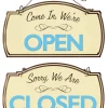 Cosco Two-Sided Open/Closed Boutique Sign with Hanging Hardware, 12 x 7 inches