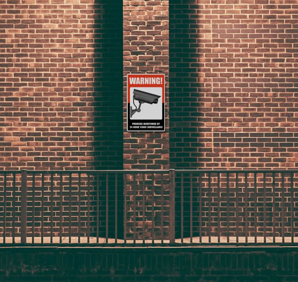 COSCO UV-Coated Preprinted Molded-Plastic Sign, 24-Hour Video Surveillance, 8 x 12, Black/Red/White