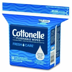 Cottonelle Fresh Care Flushable Cleansing Cloths, 1-Ply, 5 x 7.25, White, 168/Pack
