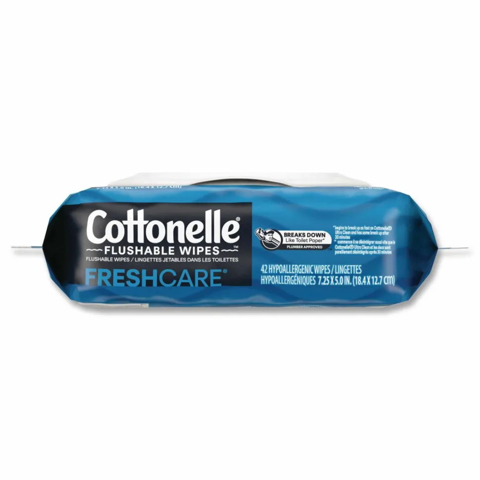 Cottonelle Fresh Care Flushable Cleansing Cloths, 1-Ply, 3.75 x 5.5, White, 42/Pack, 12 Packs/Carton