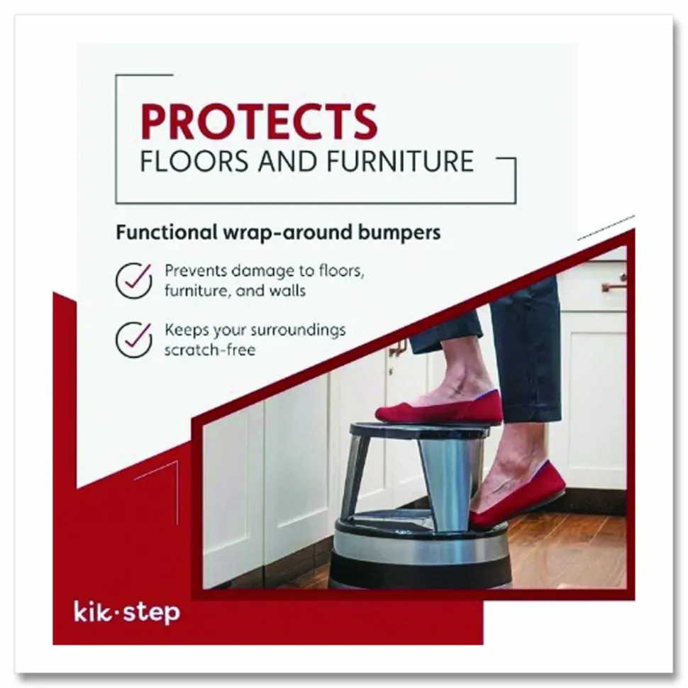 Cramer Kik-Step Steel 1-Step Rolling Step Stool, 350 Lb Capacity, 14" x 15 5/8", Silver