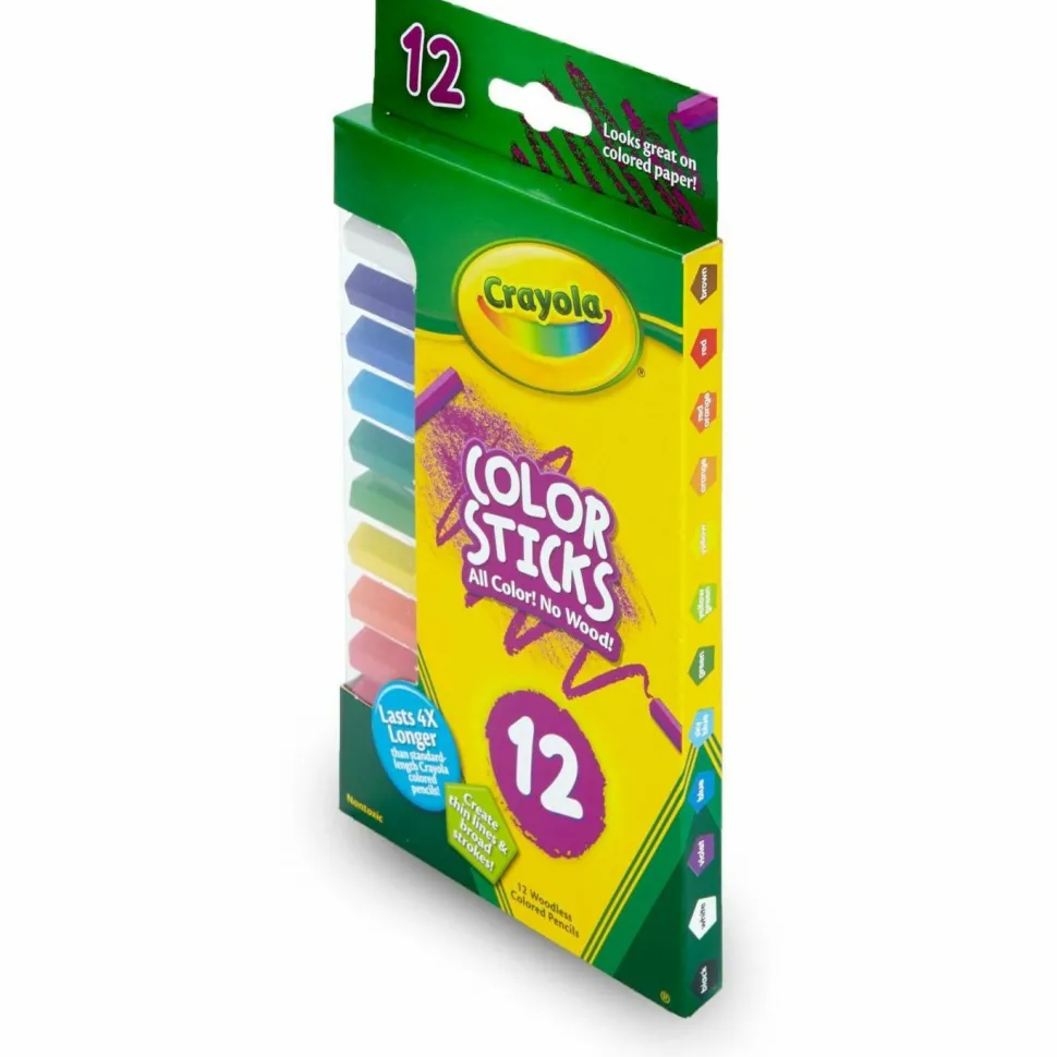 Crayola 12 Color Sticks Woodless Colored Pencils