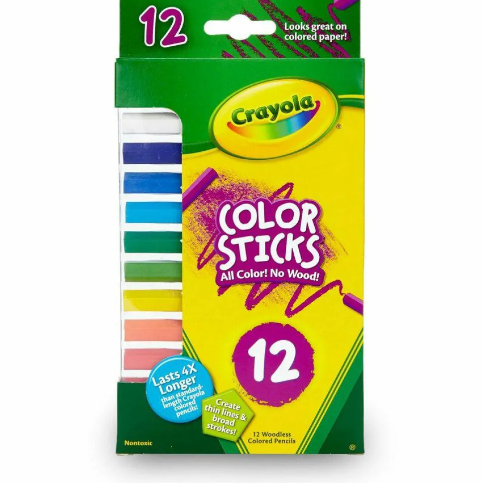 Crayola 12 Color Sticks Woodless Colored Pencils