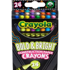 Crayola Bold & Bright Construction Paper Crayons, 24 Count