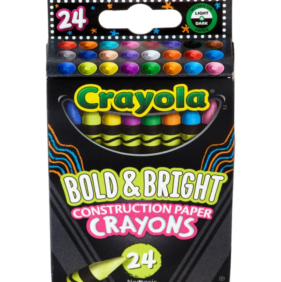 Crayola Bold & Bright Construction Paper Crayons, 24 Count