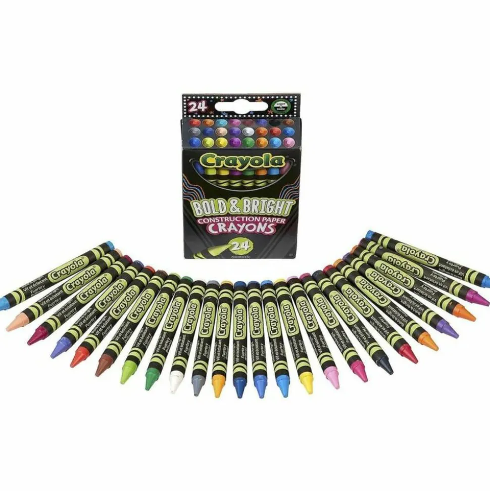 Crayola Bold & Bright Construction Paper Crayons, 24 Count