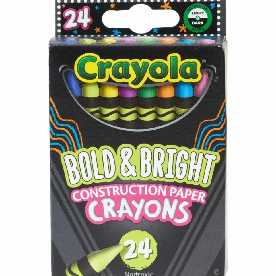 Crayola Bold & Bright Construction Paper Crayons, 24 Count