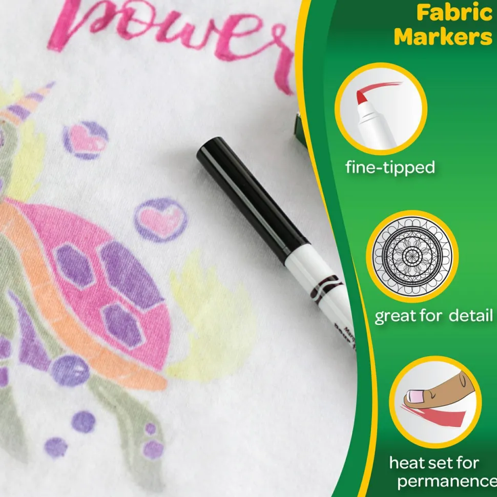 Crayola Bright Fabric Markers, Set Of 10, Fine Point, Assorted Colors
