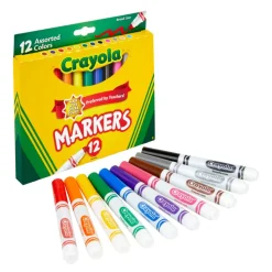 Crayola Broad Line Markers, Assorted Classic And Bright Colors, Box Of 12