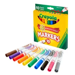 Crayola Broad Line Markers, Assorted Classic Colors, Box Of 10
