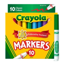 Crayola Broad Line Markers, Assorted Classic Colors, Box Of 10