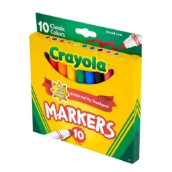 Crayola Broad Line Markers, Assorted Classic Colors, Box Of 10
