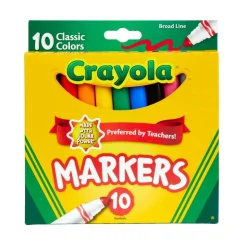 Crayola Broad Line Markers, Assorted Classic Colors, Box Of 10