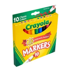 Crayola Broad Line Markers, Assorted Classic Colors, Box Of 10