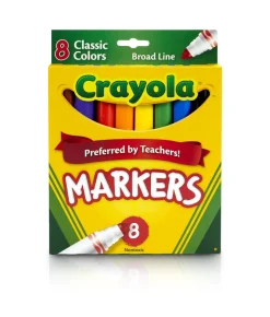 Crayola Broad Line Markers, Assorted Classic Colors, Pack Of 8