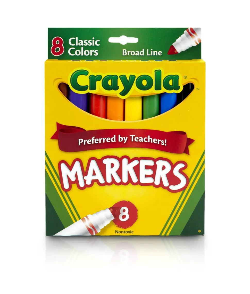 Crayola Broad Line Markers, Assorted Classic Colors, Pack Of 8