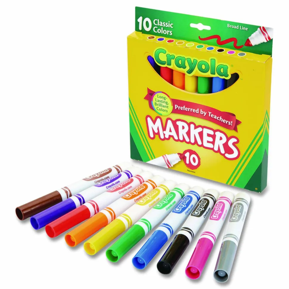 Crayola Broad Line Markers, Assorted Classic Colors, Pack Of 8