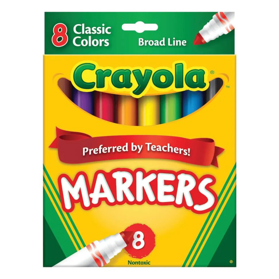 Crayola Broad Line Markers, Assorted Classic Colors, Pack Of 8