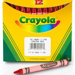 Crayola Bulk Crayons, Regular Size, 0.31" x 3.63", Red, 12/Box