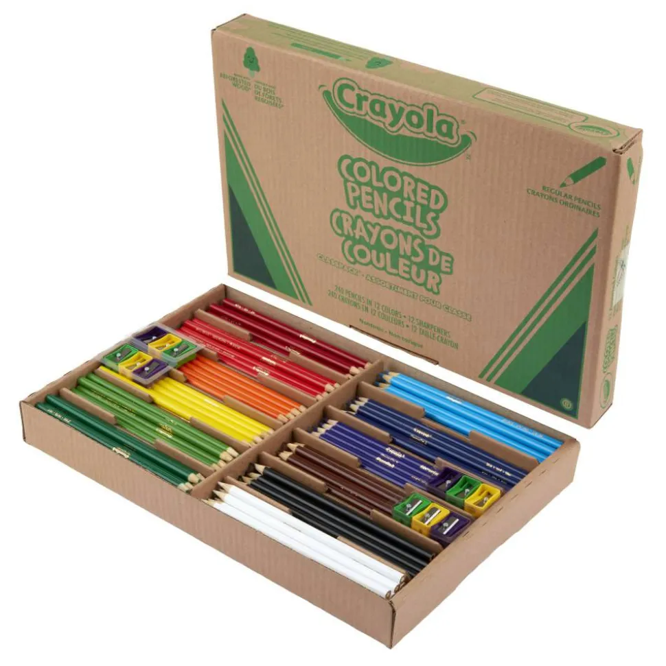 Crayola Classpack, 240ct Colored Pencils, Bulk School Supplies, 12 Different Colors, Classroom Must Haves