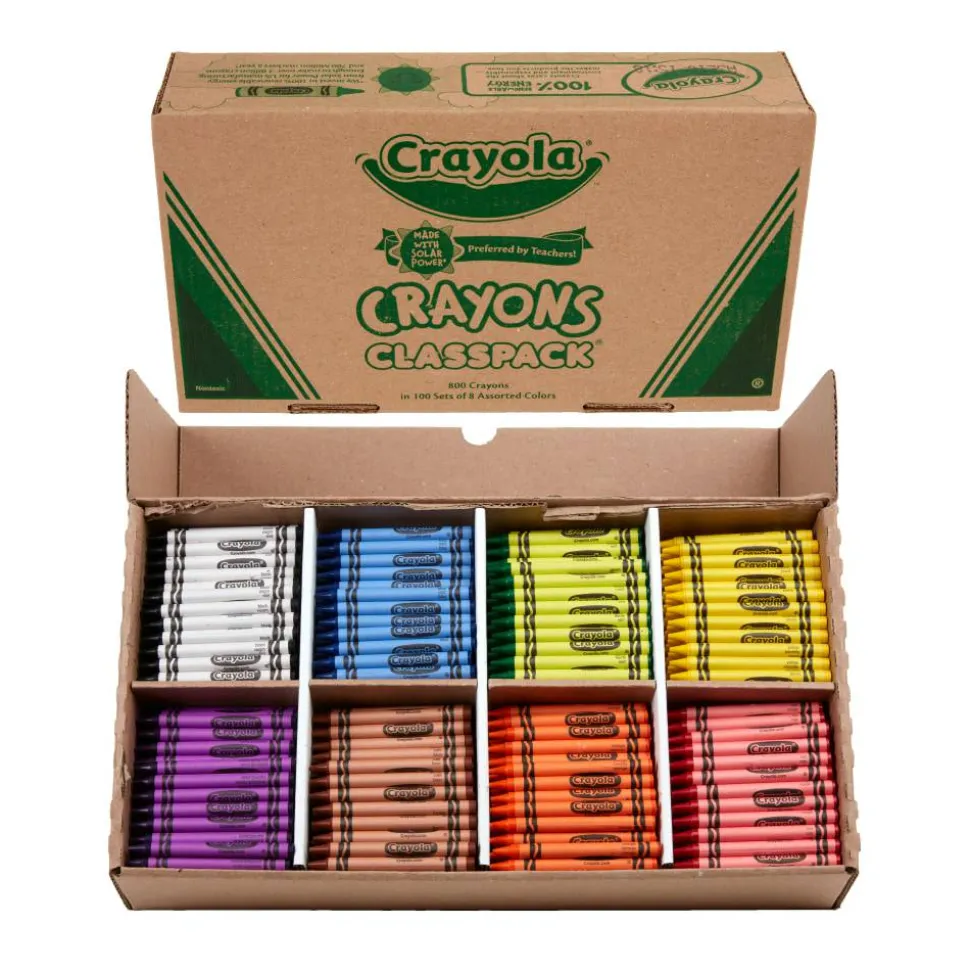 Crayola Classpack Standard Crayons, 8 Assorted Colors, Pack Of 800 Crayons