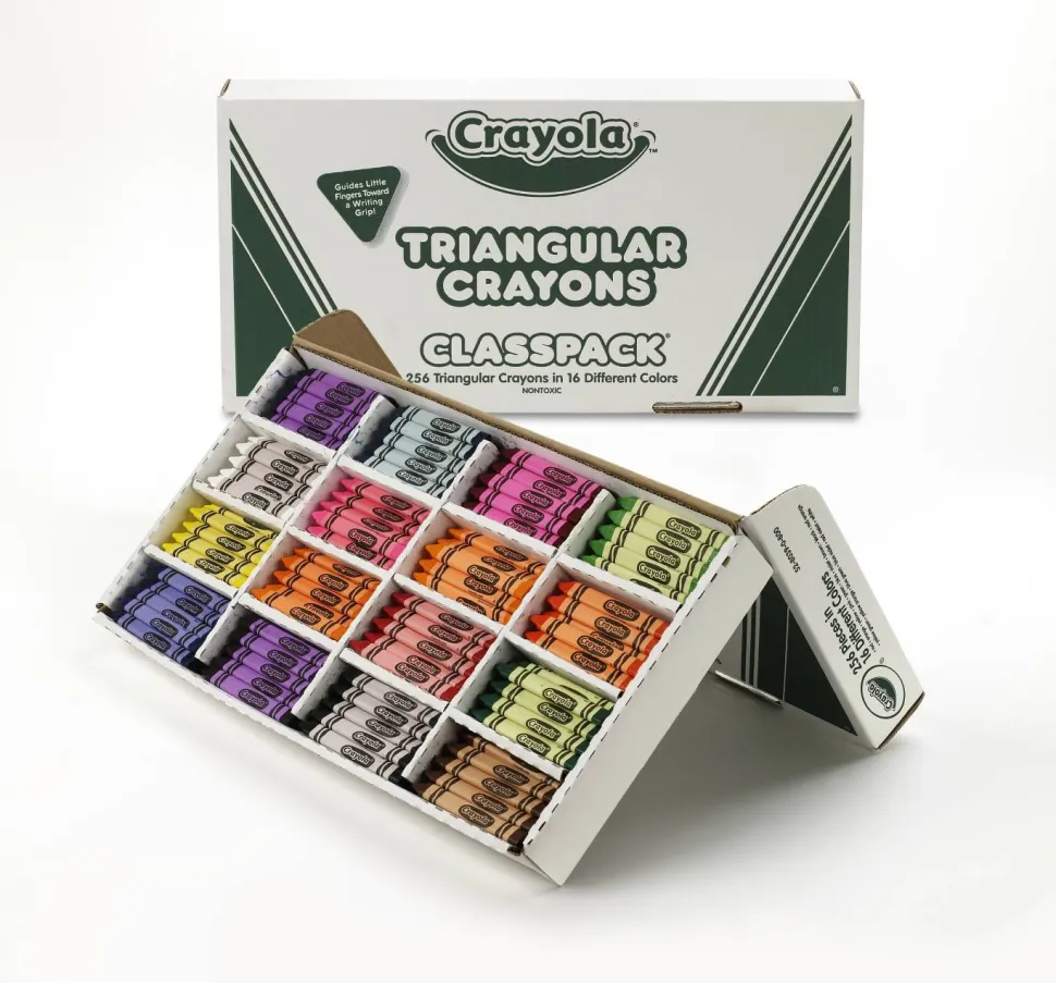 Crayola Classpack Triangular Crayons, Regular Size, 0.5" x 4", 16 Assorted Colors, 256/Carton