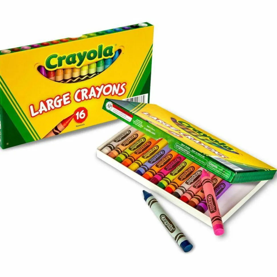 Crayola Crayons, Large, Assorted Colors, Box Of 16 Crayons