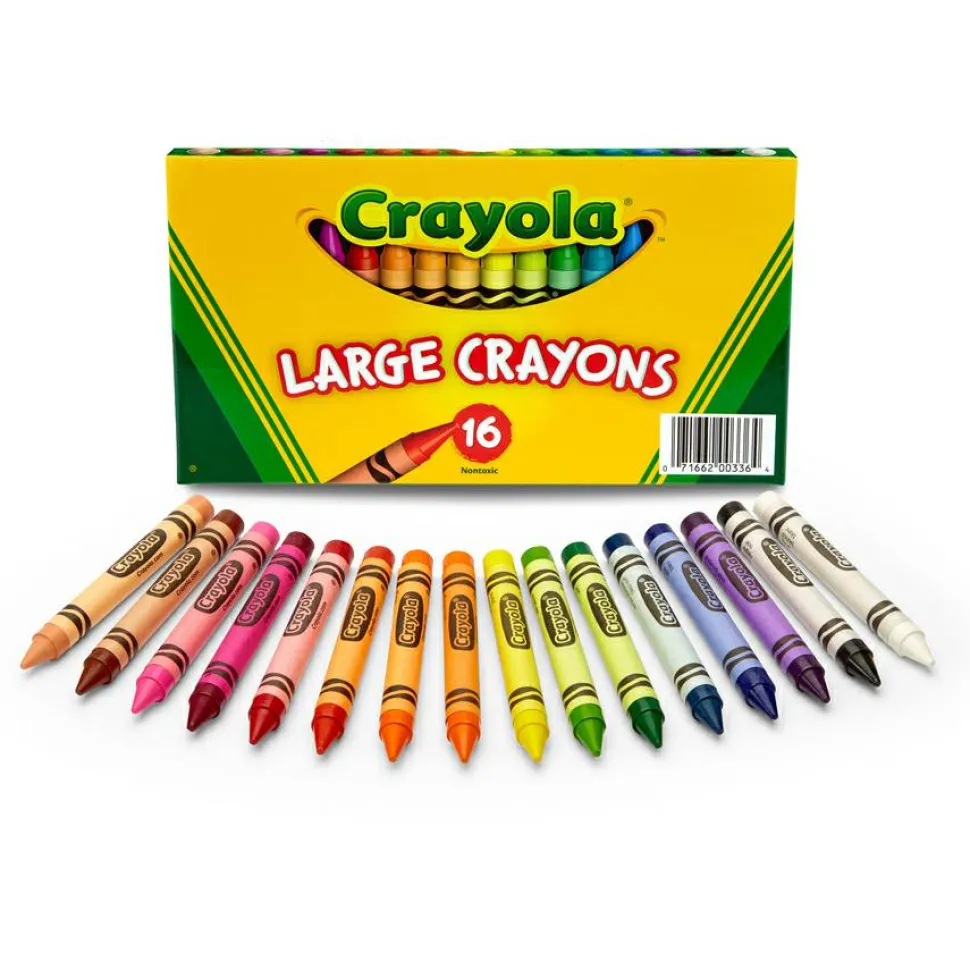 Crayola Crayons, Large, Assorted Colors, Box Of 16 Crayons