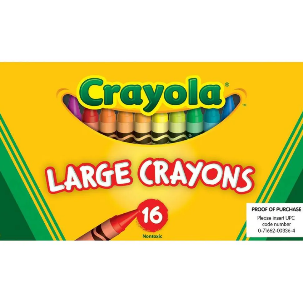 Crayola Crayons, Large, Assorted Colors, Box Of 16 Crayons