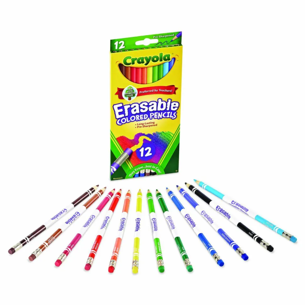 Crayola Erasable Colored Pencils, Pack Of 12 Pencils