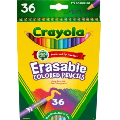 Crayola Erasable Colored Pencils, Pack Of 36, 3.3 mm, Assorted Colors