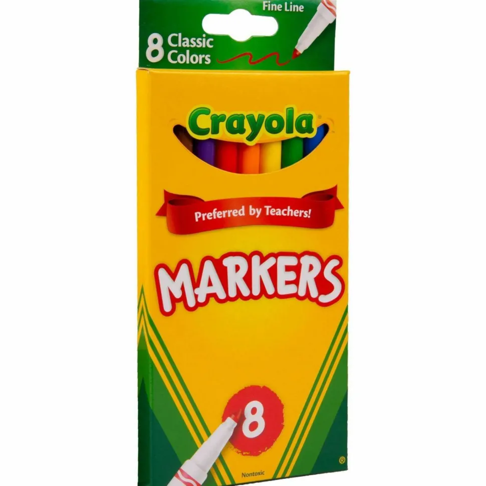 Crayola Fine Line Markers, Assorted Classic Colors, Box Of 8