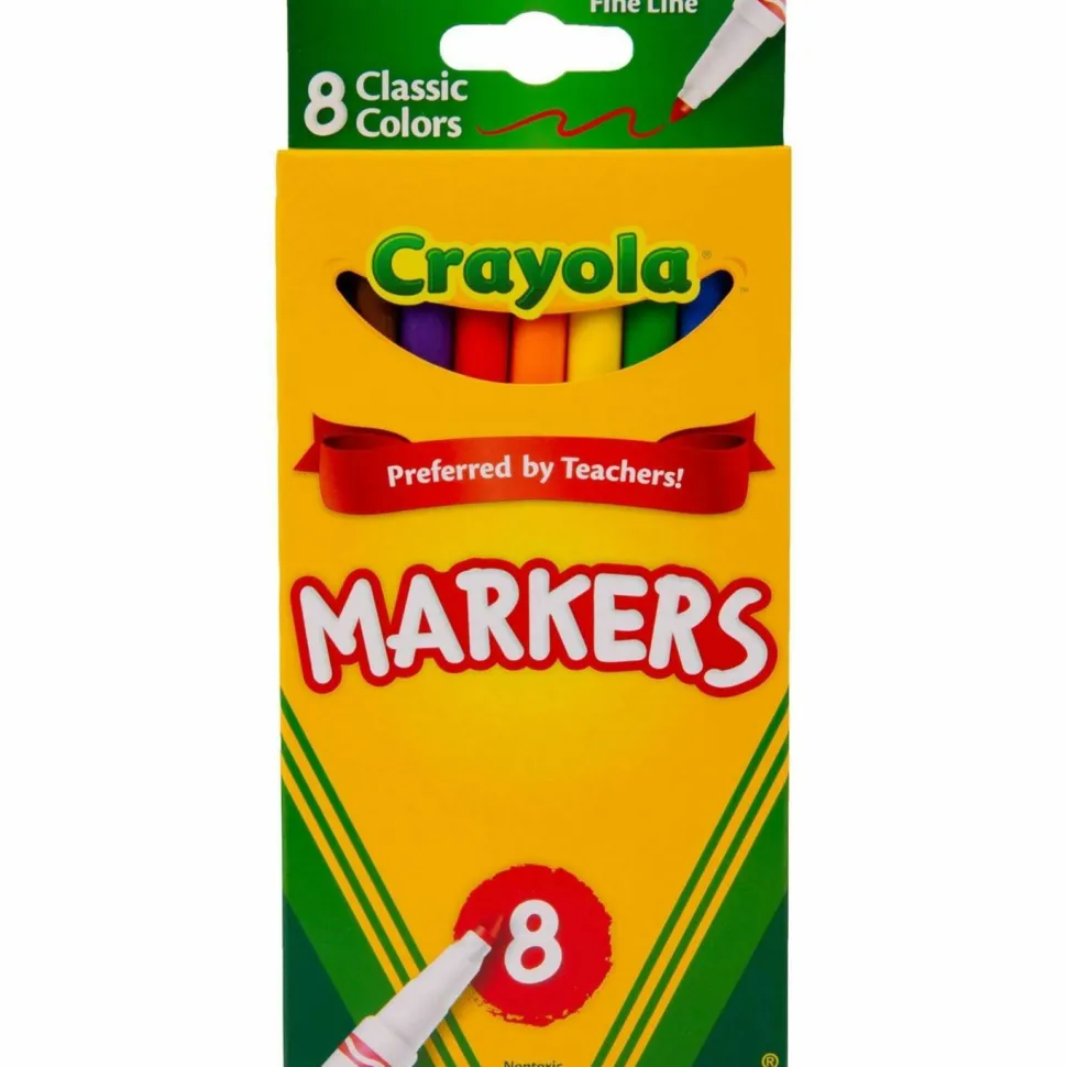 Crayola Fine Line Markers, Assorted Classic Colors, Box Of 8