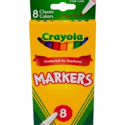 Crayola Fine Line Markers, Assorted Classic Colors, Box Of 8