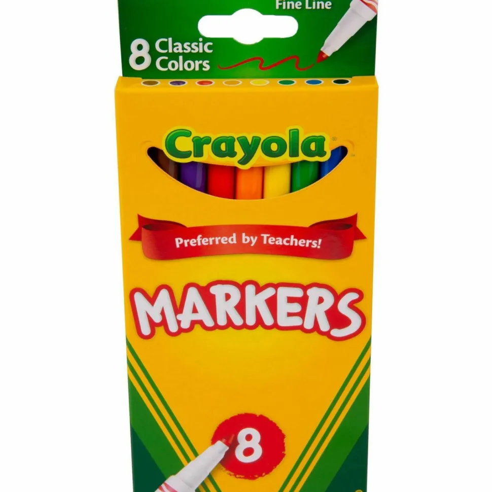 Crayola Fine Line Markers, Assorted Classic Colors, Box Of 8