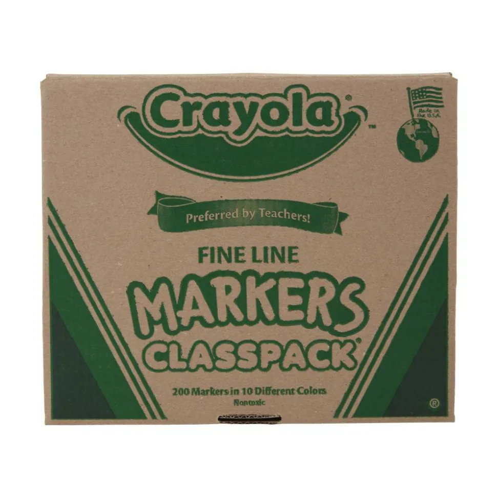 Crayola Fine Line Markers, Assorted Classic Classpack, Box Of 200