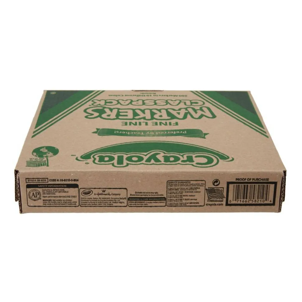 Crayola Fine Line Markers, Assorted Classic Classpack, Box Of 200