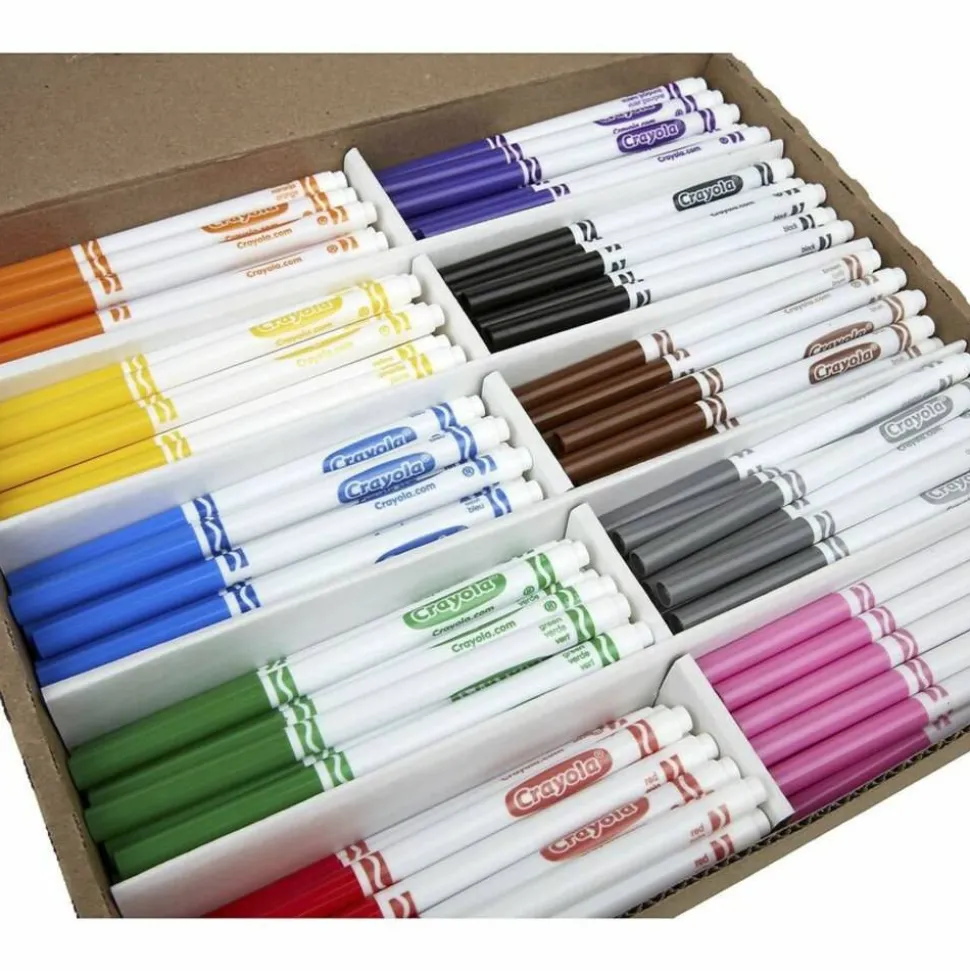 Crayola Fine Line Markers, Assorted Classic Classpack, Box Of 200