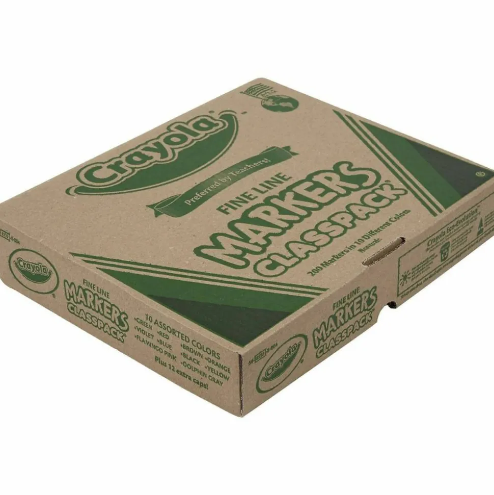 Crayola Fine Line Markers, Assorted Classic Classpack, Box Of 200