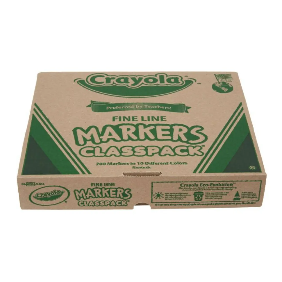 Crayola Fine Line Markers, Assorted Classic Classpack, Box Of 200