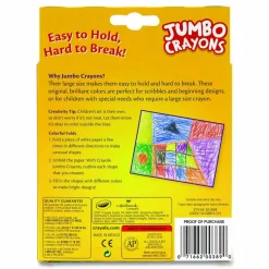 Crayola Jumbo Crayons, Assorted Colors, Box Of 8 Crayons